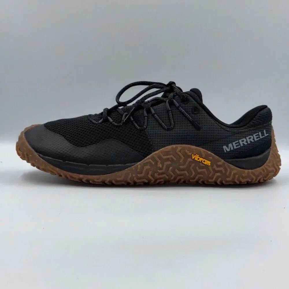Merrell Mens 10 Black Trail Glove 7 Barefoot Running Shoes Vibram Gum Sole J0676